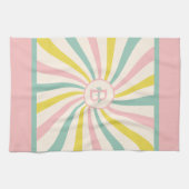'Lollypop Vibes', retro monogram Theedoek (Horizontaal)