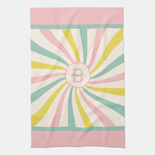 'Lollypop Vibes', retro monogram Theedoek (Verticaal)