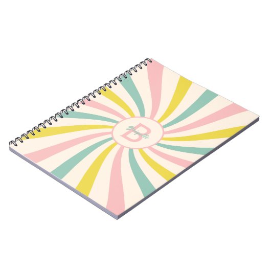 'Lollypop Vibes', retro pastelwerveling Notitieboek (Linkerzijde)