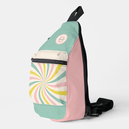 'Lollypop Vibes', retro pastelwerveling Sling Bag (Rechterhoek)