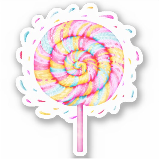 Lollypop Zoete Snoep Caramel Drops Illustratie Sticker (Voorkant)