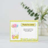 Lollypops and Lemonade Birthday Party Dank u Bedankkaart (Staand voorkant)