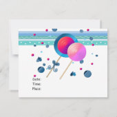 Lolly's en snoepjes verjaardagsuitnodiging kaart (Achterkant)