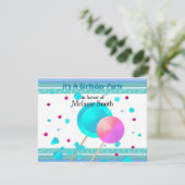 Lolly's en snoepjes verjaardagsuitnodiging kaart (Staand voorkant)