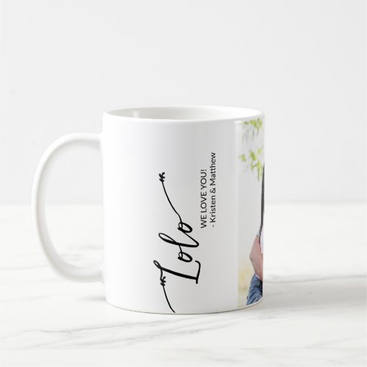 Lolo I love you Custom photo Name Script Koffiemok (Links)
