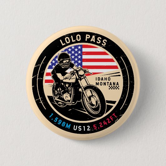 Lolo Pass Idaho-motorfiets Ronde Button 5,7 Cm (Voorkant)