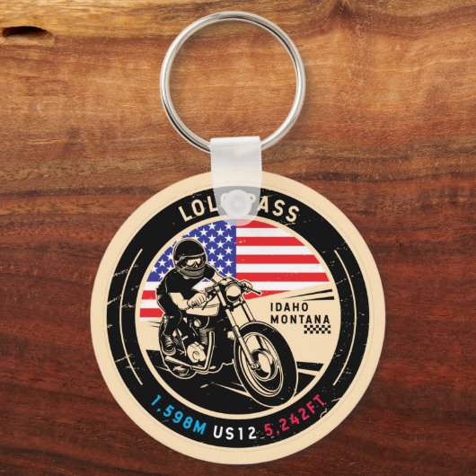 Lolo Pass Idaho-motorfiets Sleutelhanger (Voorkant)