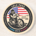 Lolo Pass Idaho-motorfiets Zandsteen Onderzetter<br><div class="desc">Lolo Pass gedaan in een ,  in nood verkerend embleem. Het is een beroemde schilderachtig drive die in Idaho en Montana wordt gevonden.</div>