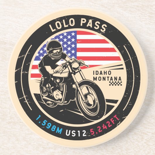 Lolo Pass Idaho-motorfiets Zandsteen Onderzetter (Voorkant)