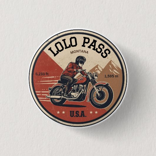 Lolo Pass Road Oregon motorfietstocht Ronde Button 3,2 Cm (Voorkant)