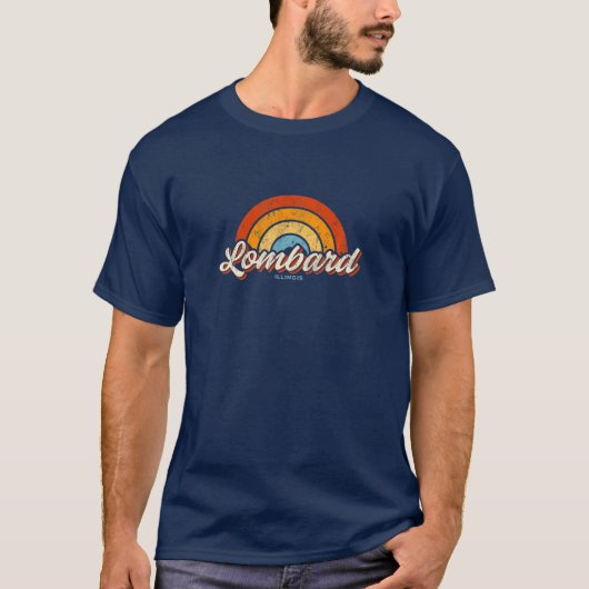 Lombard Illinois IL Rainbow Retro 70S T-shirt (Voorkant)