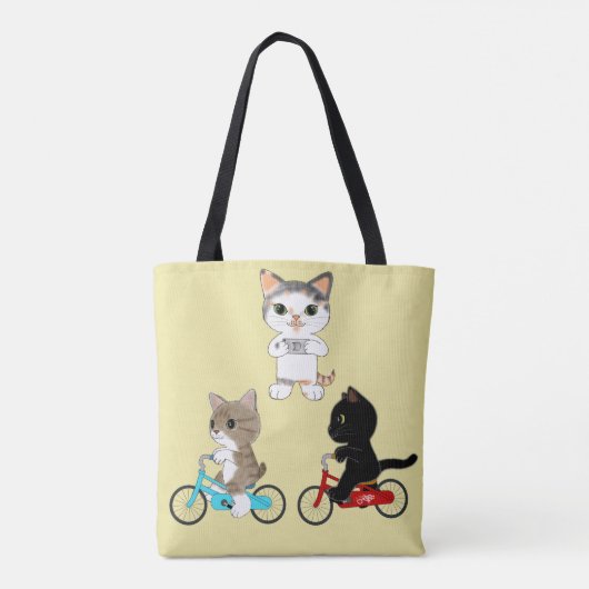 Lombard Street Cats met drie fietscatten Tote Bag (Achterkant)