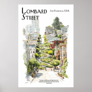 Lombard Street Poster San Francisco Weg met Bochte