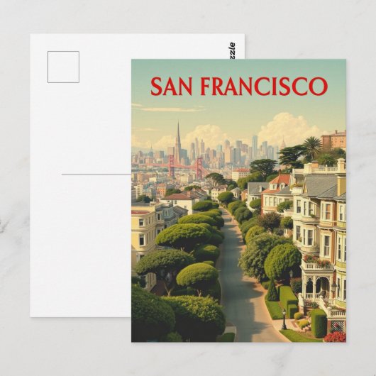 Lombard Street, San Francisco |  retro Briefkaart (Voorkant / Achterkant)