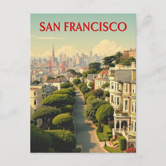 Lombard Street, San Francisco |  retro Briefkaart (Voorkant)