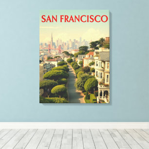 Lombard Street, San Francisco    retro Canvas Afdruk