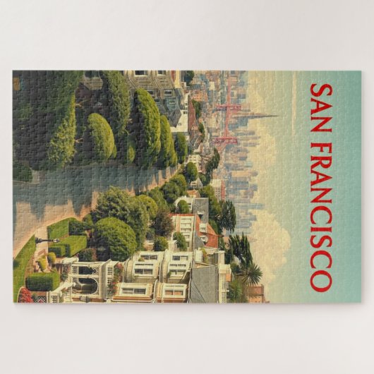 Lombard Street, San Francisco |  retro Legpuzzel (Horizontaal)