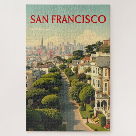 Lombard Street, San Francisco |  retro Legpuzzel (Verticaal)