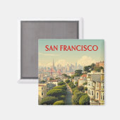 Lombard Street, San Francisco |  retro Magneet (Voorkant / Achterkant)