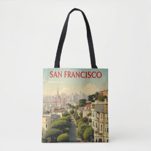 Lombard Street, San Francisco retro Tote Bag