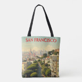 Lombard Street, San Francisco |  retro Tote Bag (Achterkant)