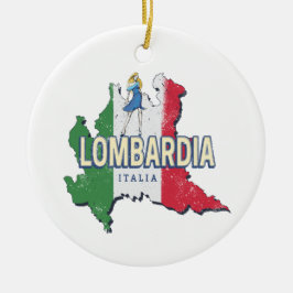 Lombardije Italië Retro Regio Kaart  Souvenir Keramisch Ornament