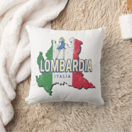 Lombardije Italië Retro Regio Kaart  Souvenir Kussen