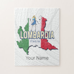 Lombardije Italië Retro Regio Kaart  Souvenir Legpuzzel