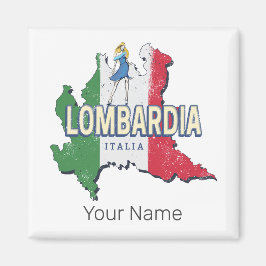 Lombardije Italië Retro Regio Kaart  Souvenir Magneet