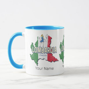 Lombardije Italië Retro Regio Kaart  Souvenir Mok