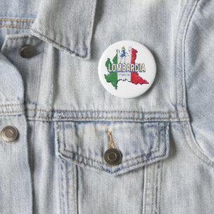 Lombardije Italië Retro Regio Kaart Souvenir Ronde Button 5,7 Cm