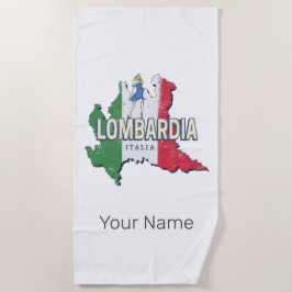 Lombardije Italië Retro Regio Kaart  Souvenir Strandlaken