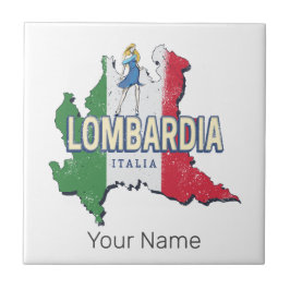 Lombardije Italië Retro Regio Kaart  Souvenir Tegeltje