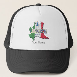 Lombardije Italië Retro Regio Kaart  Souvenir Trucker Pet