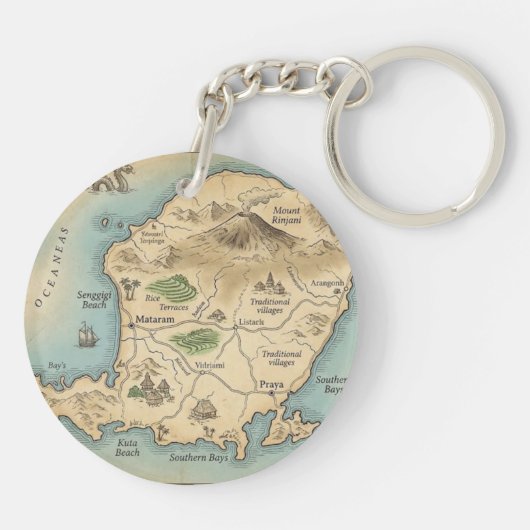 Lombok Indonesia Island Map Tropical Keychain (Achterkant)