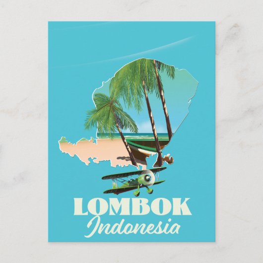 Lombok Indonesië-kaart Briefkaart (Voorkant)