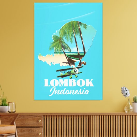 Lombok Indonesië-kaart Canvas Afdruk (Insitu (Woonkamer))