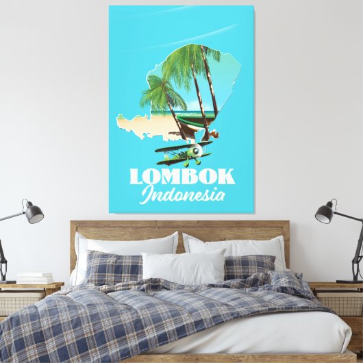 Lombok Indonesië-kaart Canvas Afdruk (Insitu (Slaapkamer))