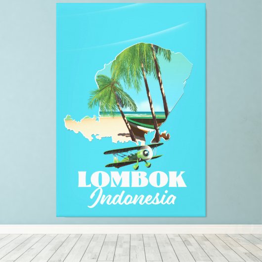 Lombok Indonesië-kaart Canvas Afdruk (Insitu (Houten vloer))