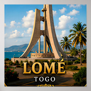 Lomé Atlantische Waterfront en Onafhankelijkheidsm Poster