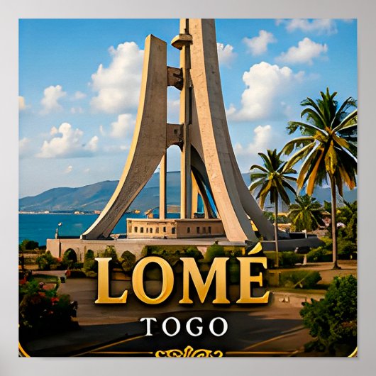 Lomé Atlantische Waterfront en Onafhankelijkheidsm Poster (Voorkant)