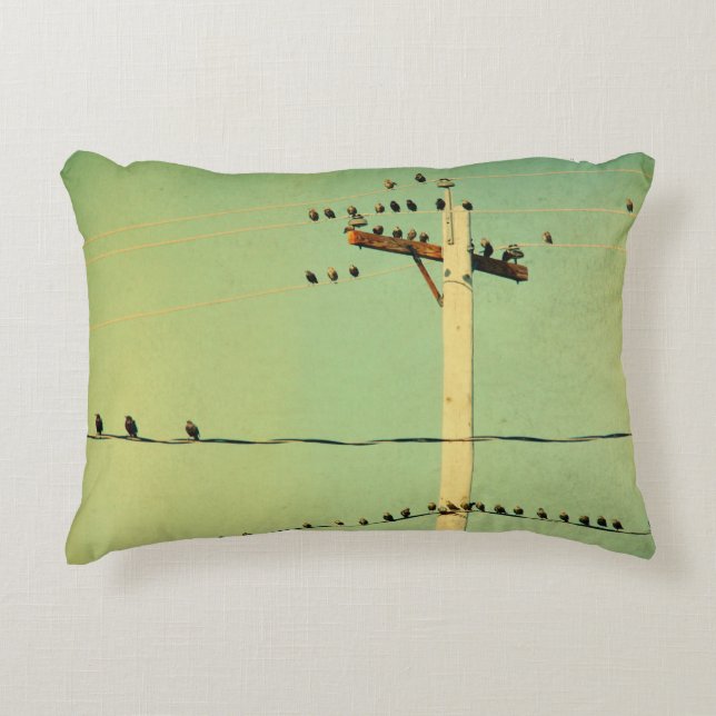 Lomo Green Wired Birds Accent Kussen (Voorkant)