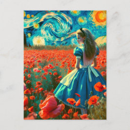 Lomographic Foto Alice in de Sterrennacht Poppy Briefkaart