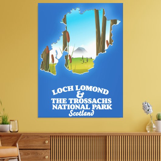 lomond en landkaart van trossachs canvas afdruk (Insitu (Woonkamer))