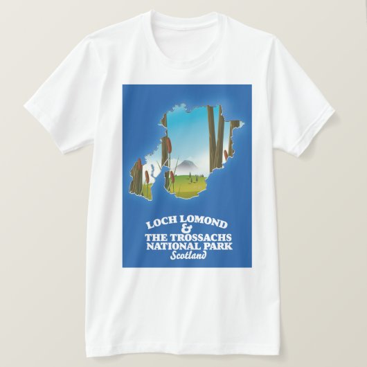 lomond en landkaart van trossachs t-shirt (Design voorkant)