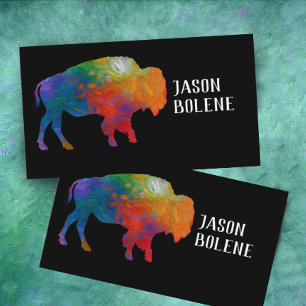 lomp-bison art op zwart formaat visitekaartje