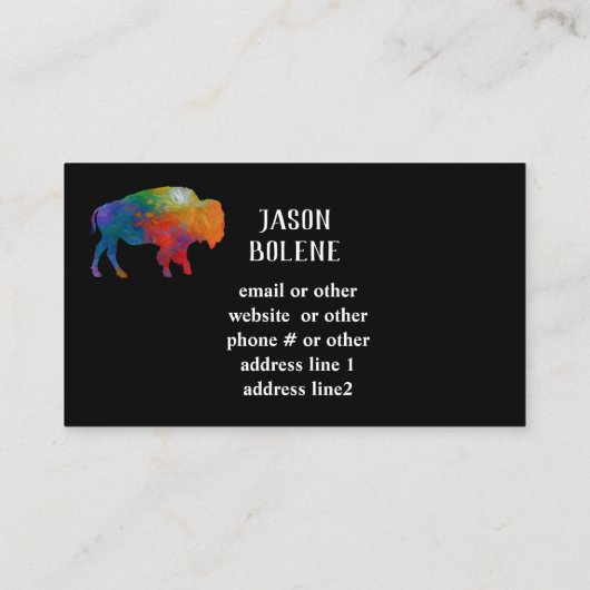 lomp-bison art op zwart formaat visitekaartje (Achterkant)