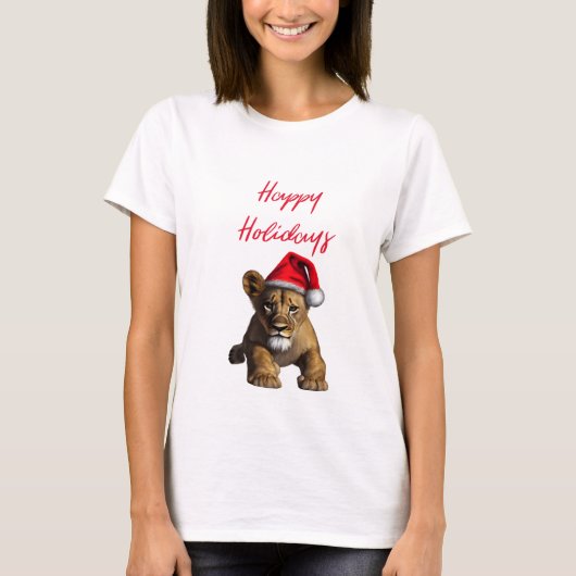 Lon die een Pet van de Kerstman leidt T-shirt (Voorkant)