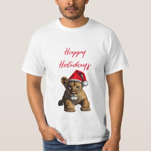 Lon die een Pet van de Kerstman T-Shirt draagt (Voorkant)