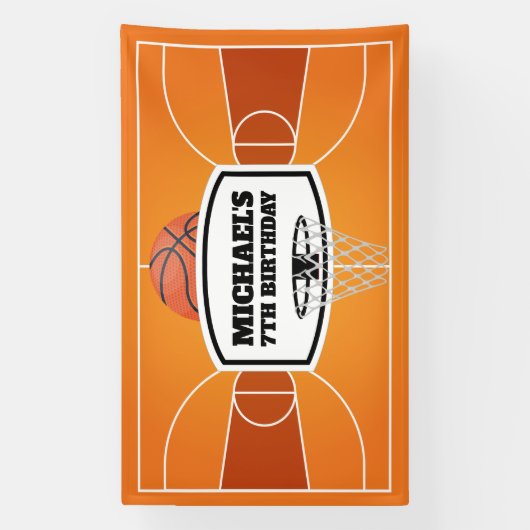 Lona Basketball Birthday Banner backdrop (Verticaal)